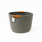 Frankly Cotton Dark Grey Basket with Tan Holders