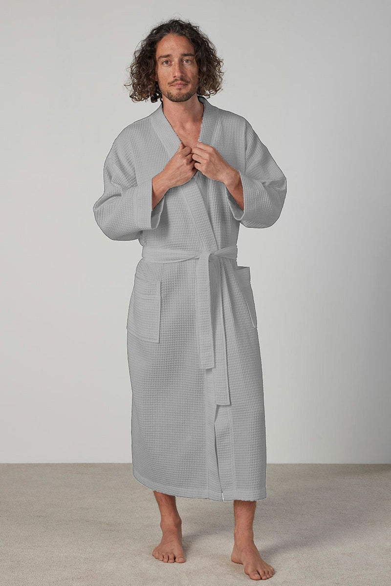 Baksana 50/50 Waffle Kimono Robe - Cotton - Unisex