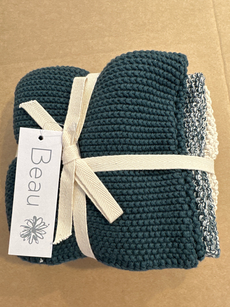 Beau Wash Cloths Set Of 3 - Sage Fleck