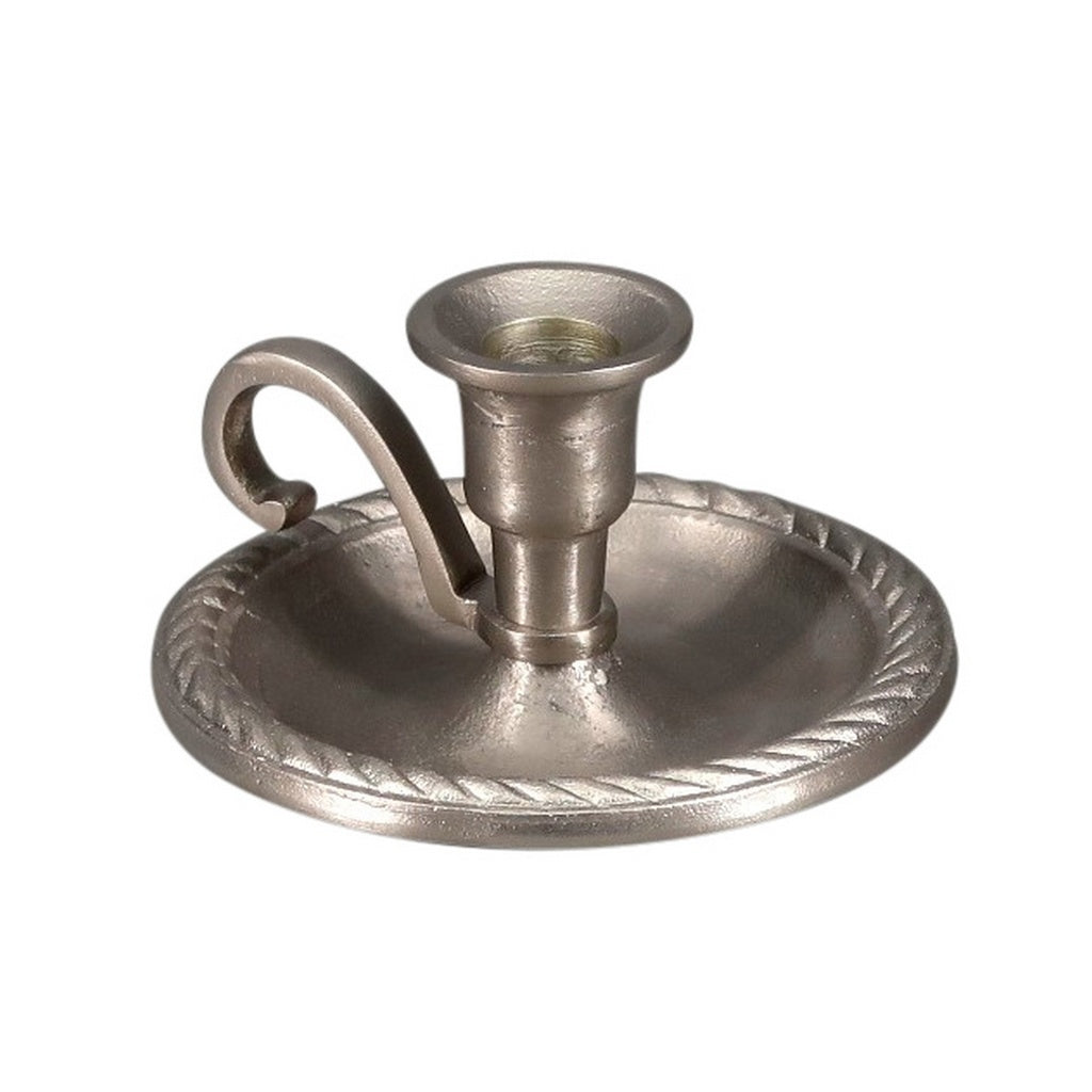 ALU PAN CANDLE HOLDER WITH HANDLE - SILVER