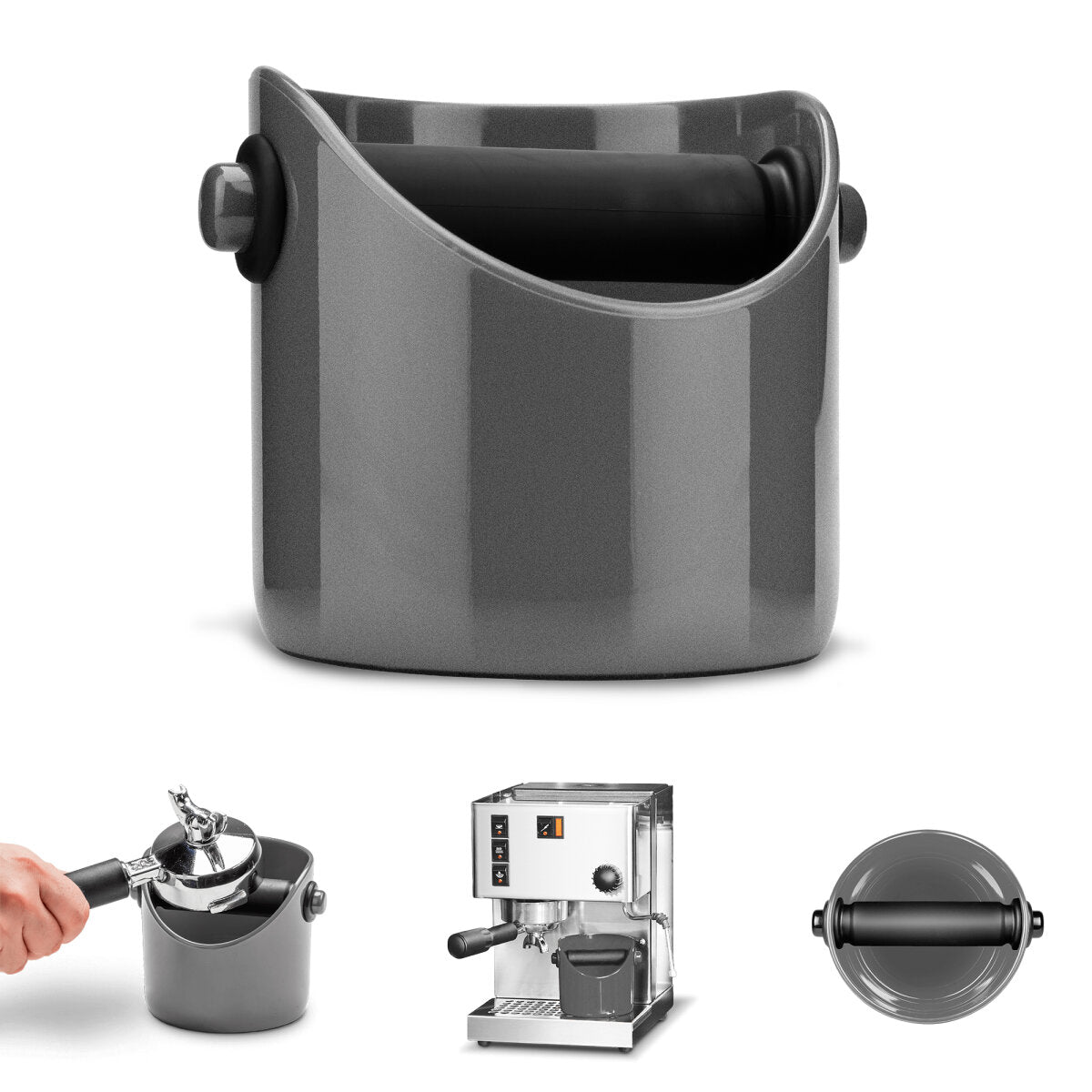 Dreamfarm Grindenstein Coffee Knock Box - Steel Grey