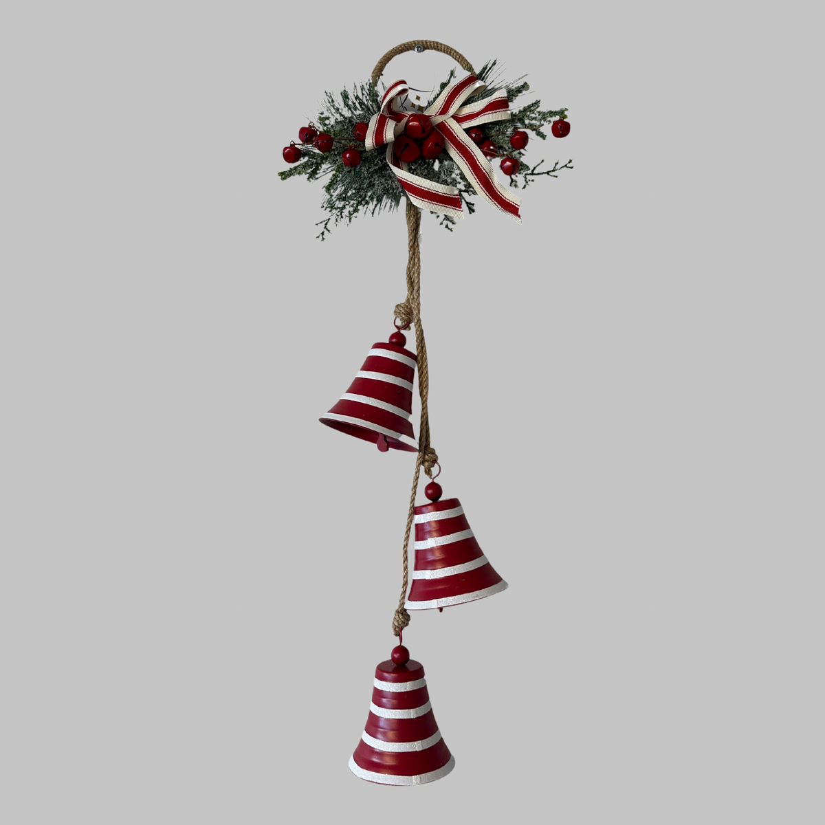 Striped Hanging Bell Trio (Red/White)