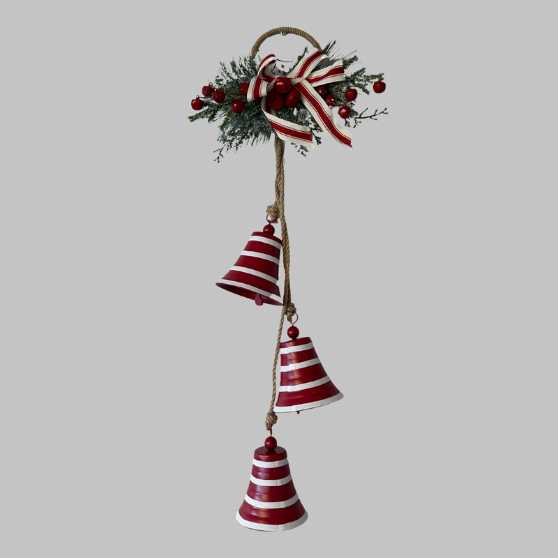 Striped Hanging Bell Trio (Red/White)