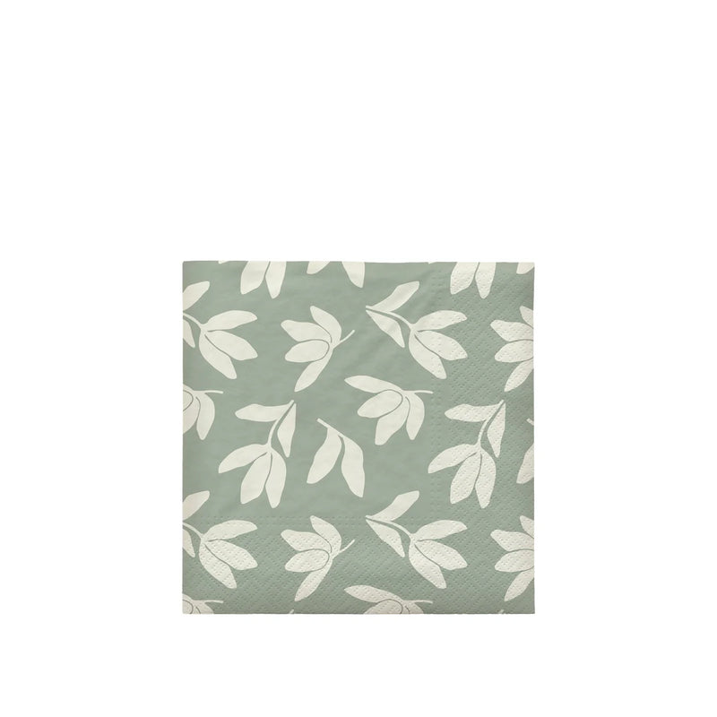 BROSTE Copenhagen Paper Napkin Herbert - Desert Sage/Off White 20 Pack - 33cm wide