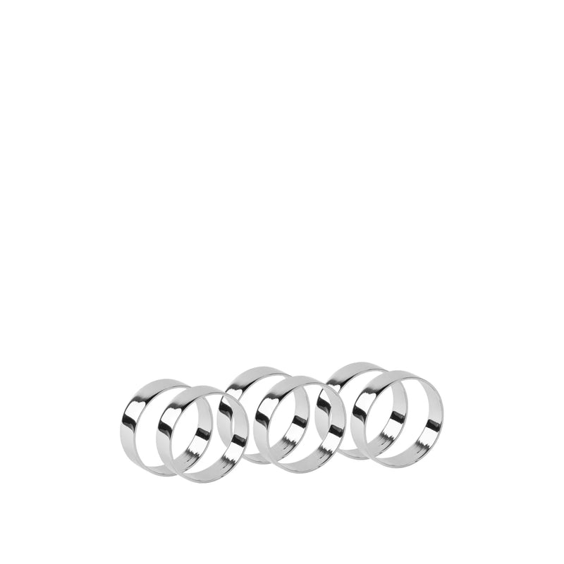 BROSTE Napkin Rings Ring Set of 6 - Silver Finish - 4.5cm