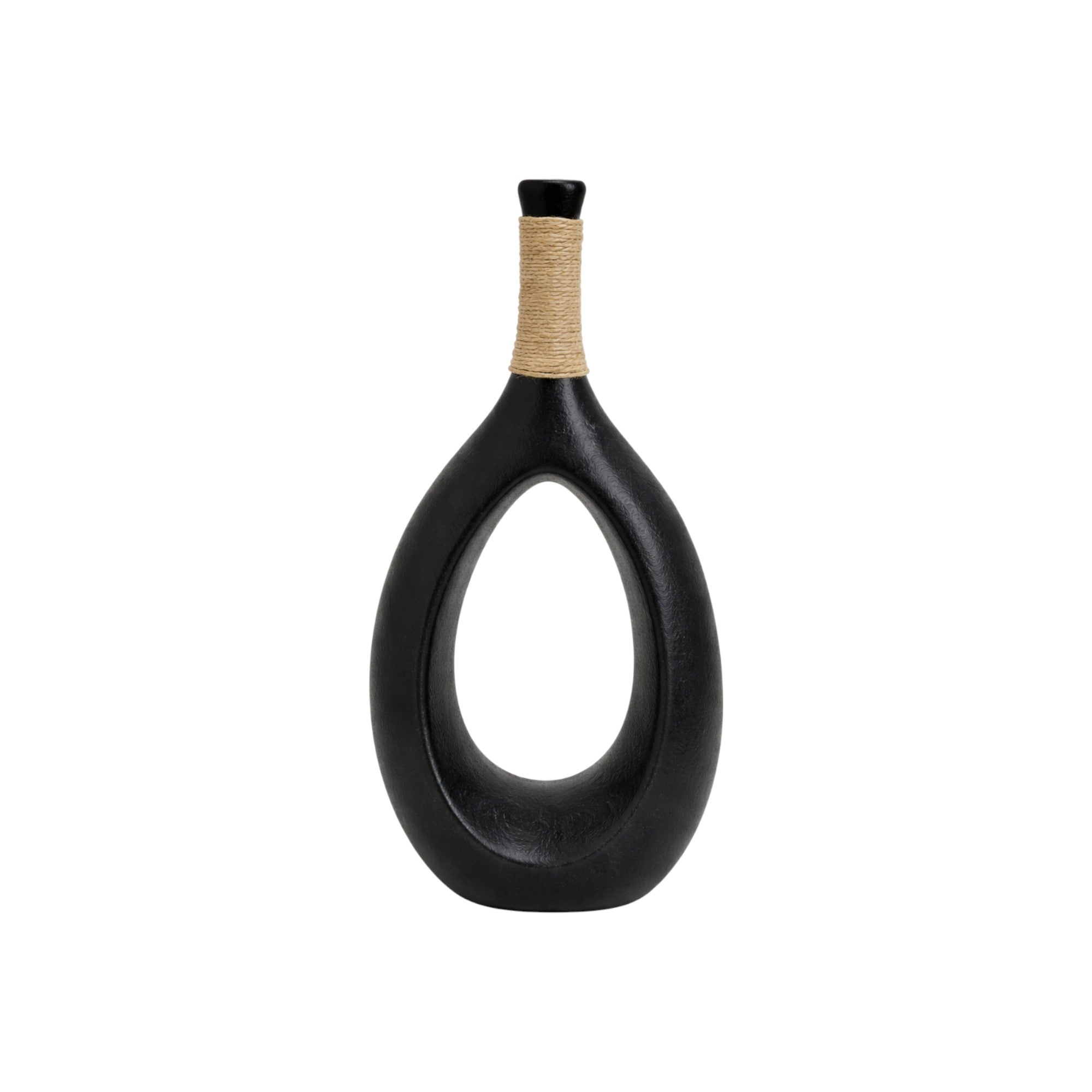 Frankly Cotton Black Teardrop Sculptural Vase