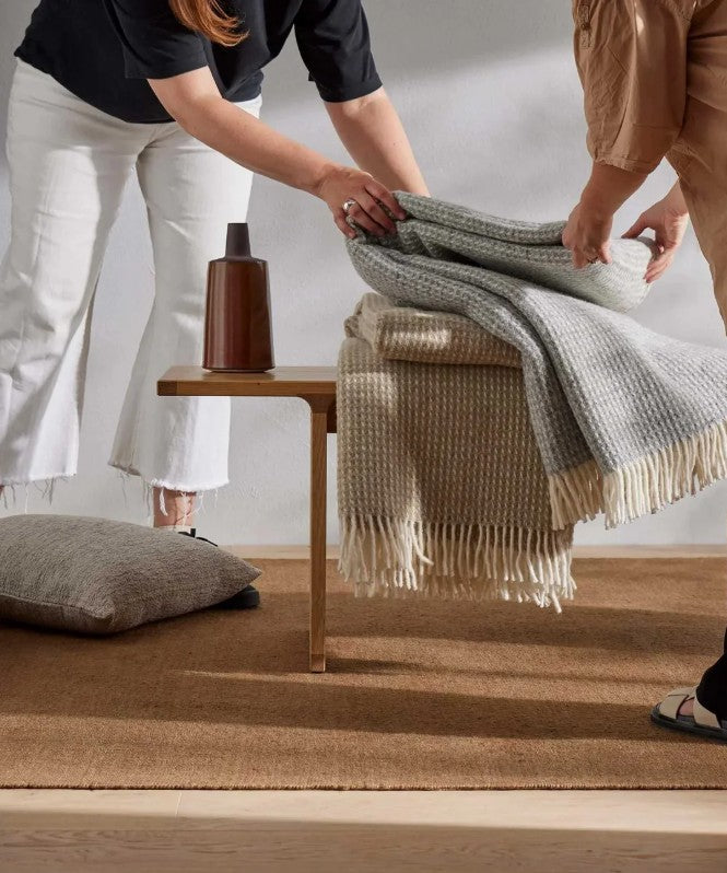 Weave Breckon Hazel Throw - Pure NZ Wool -140x240cm - Fog - 4 in stock
