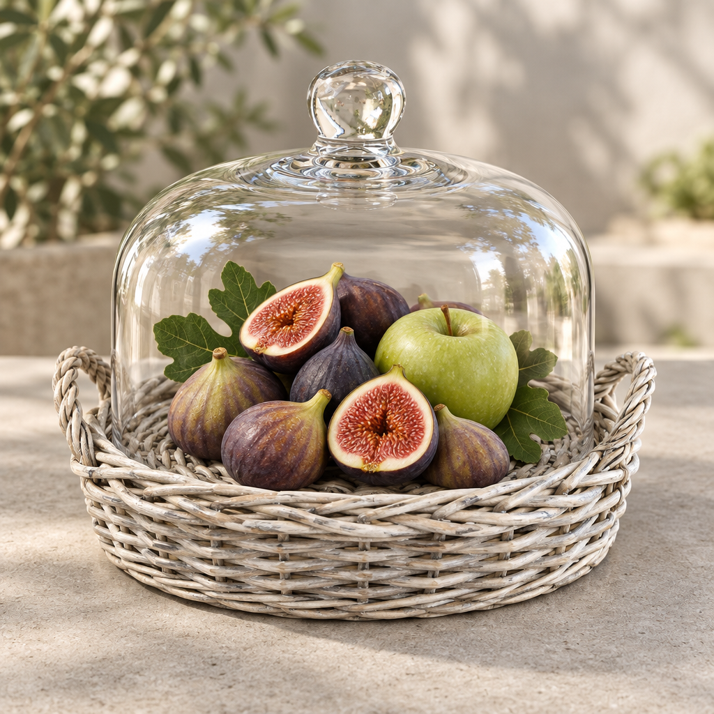 SMALL CLOCHE COVERED BASKET - Glass Covered Dome 22.5 x 14cm