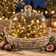 SMALL CLOCHE COVERED BASKET - Glass Covered Dome 22.5 x 14cm