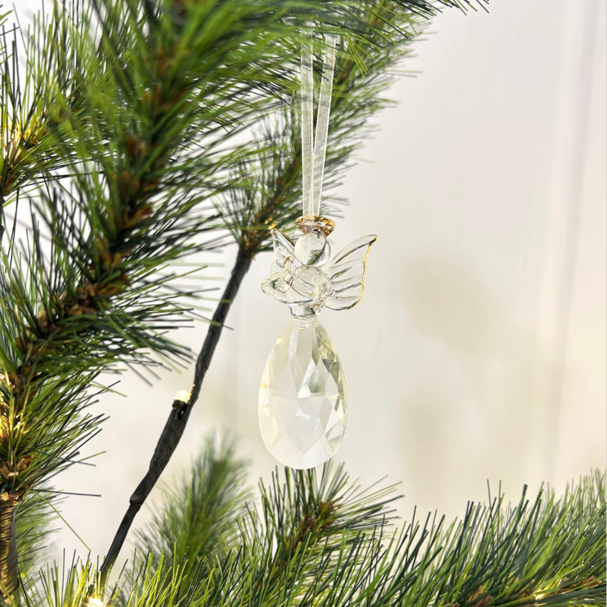 Crystal Angel 8cm with Gold Head Ring