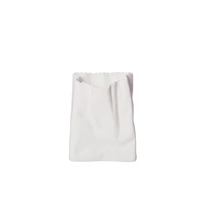 Frankly Cotton - Small Paper Bag Vase - White - Fine Bone China 10cm