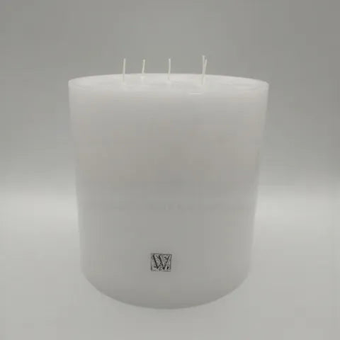 White Unscented Candle - 200 x 200 mm  Smooth Finish Cylinder  (5 Wick) - 150 hours