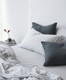 Cotton Jersey Fitted Sheet - Grey Stripe