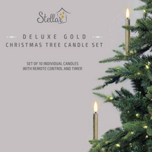 Gold Deluxe 10pcs Christmas Tree Candle Set