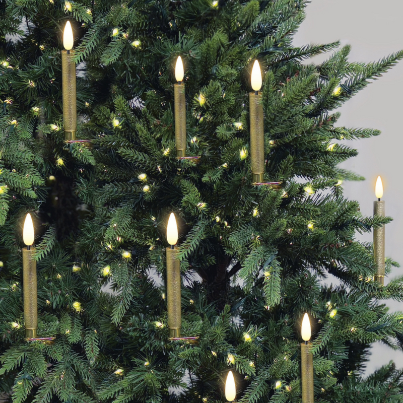 Gold Deluxe 10pcs Christmas Tree Candle Set