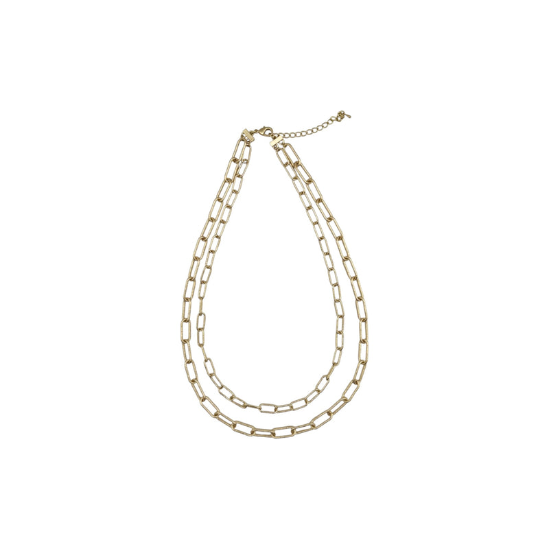 Dn352 Layered Gold Double Link Necklace