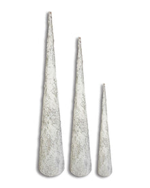 Elegant Christmas Cone Set Of 3 – White/Silver - 76 | 61 | 38cm height set