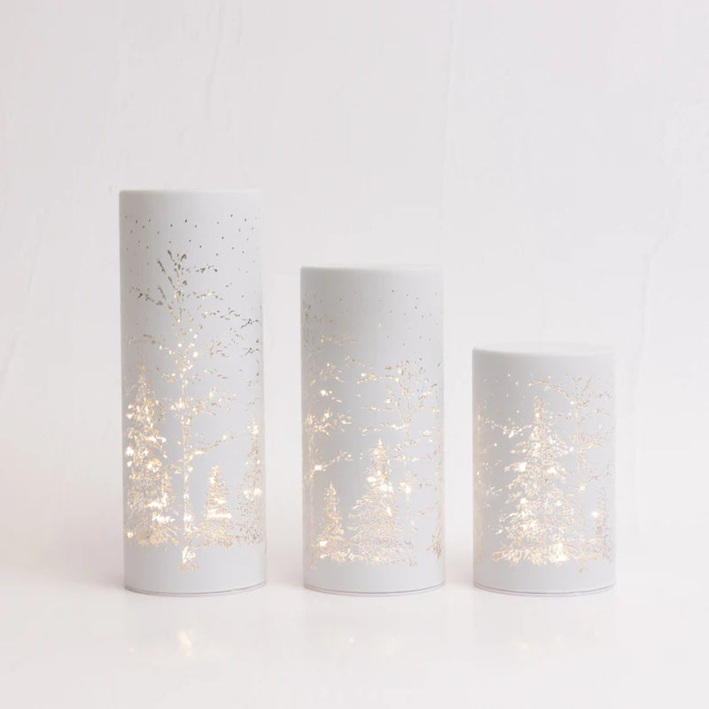 Stellar Forest Scape Noel Lantern In White