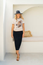 Sundaise Francine Navy Pan with Stripe