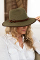 Sundaise Frankie Panama Fedora Olive With Suede