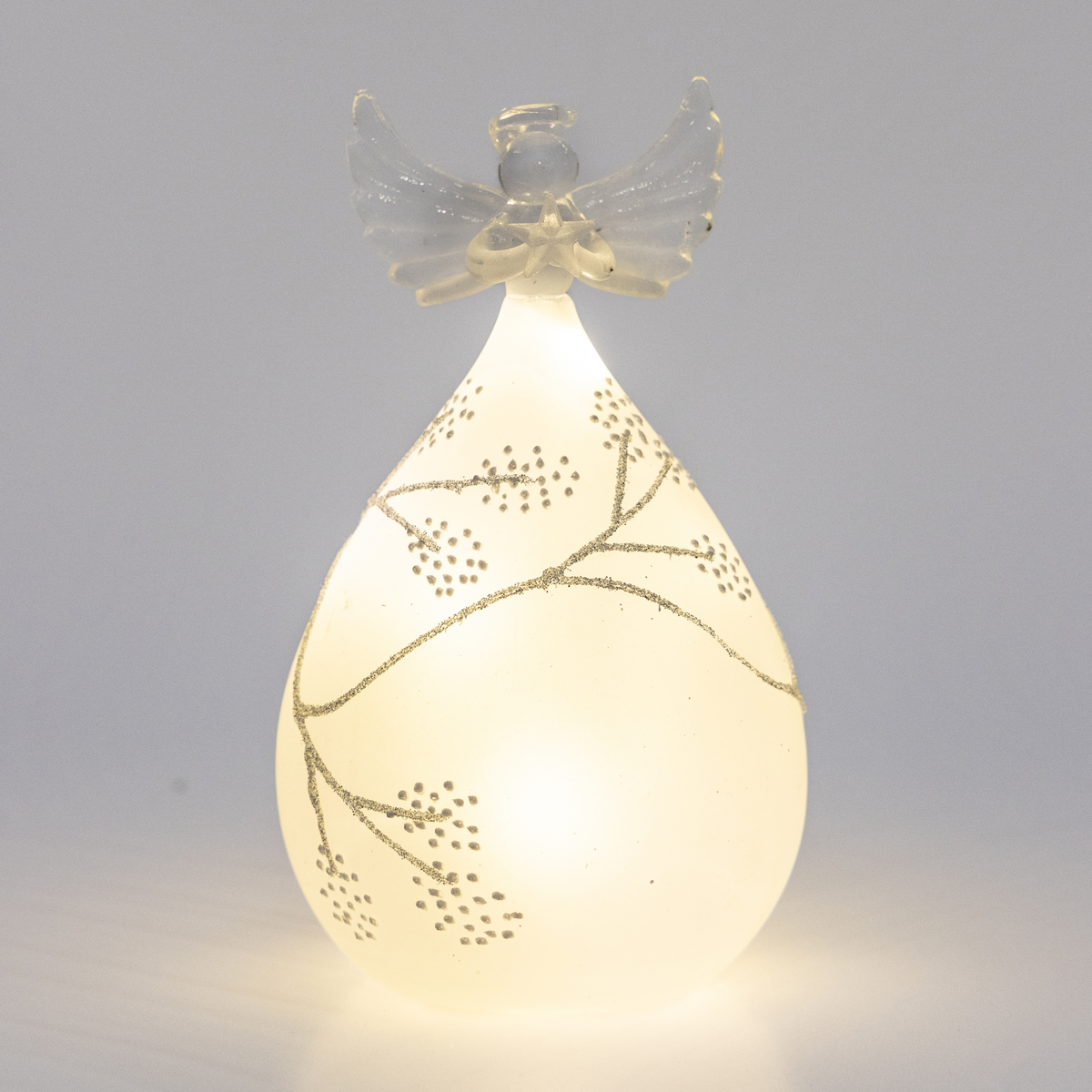 Large Frosted Round Glass Angel 15cm