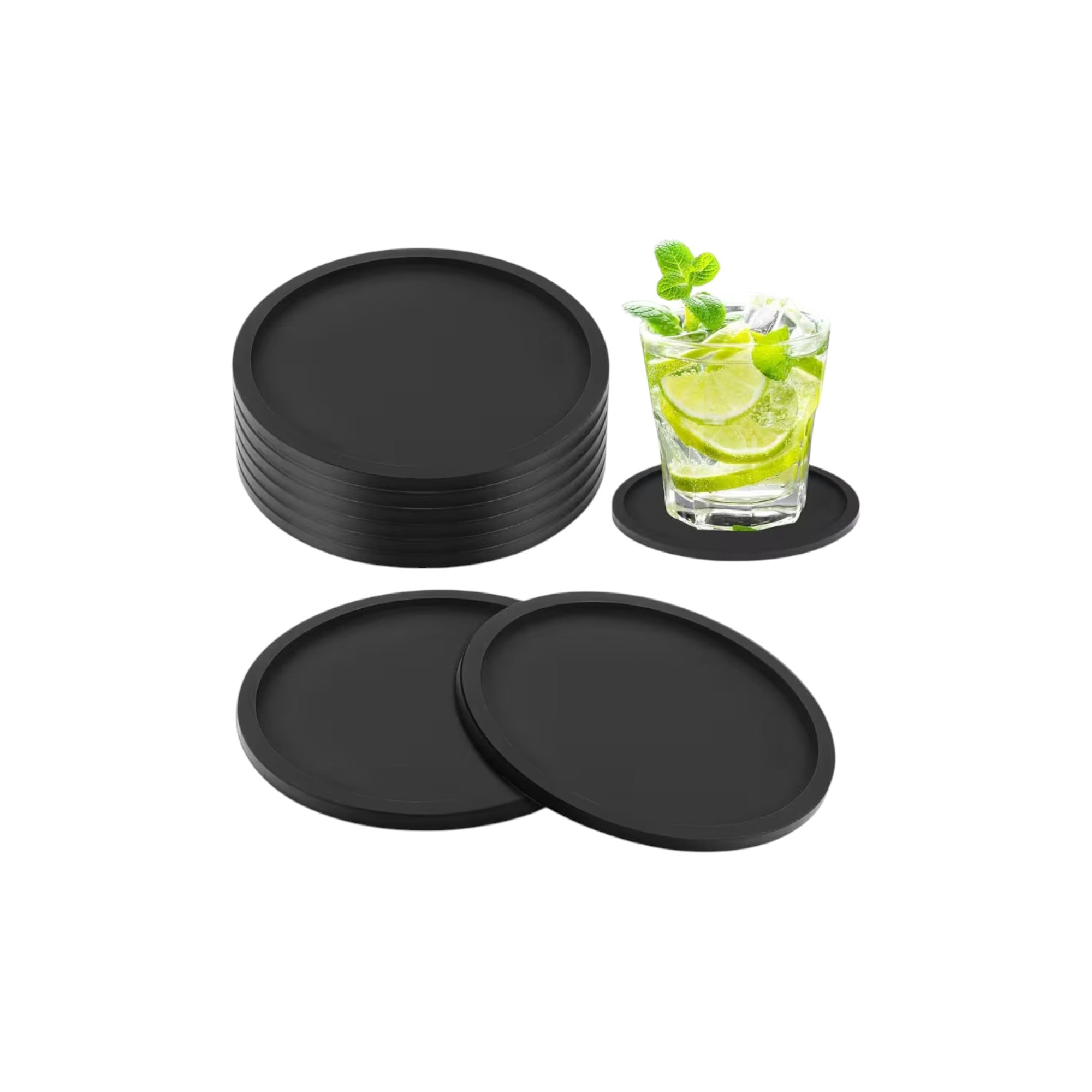 Frankly Cotton Black Coaster - 6 Pack