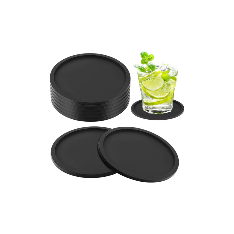 Frankly Cotton Black Coaster - 6 Pack