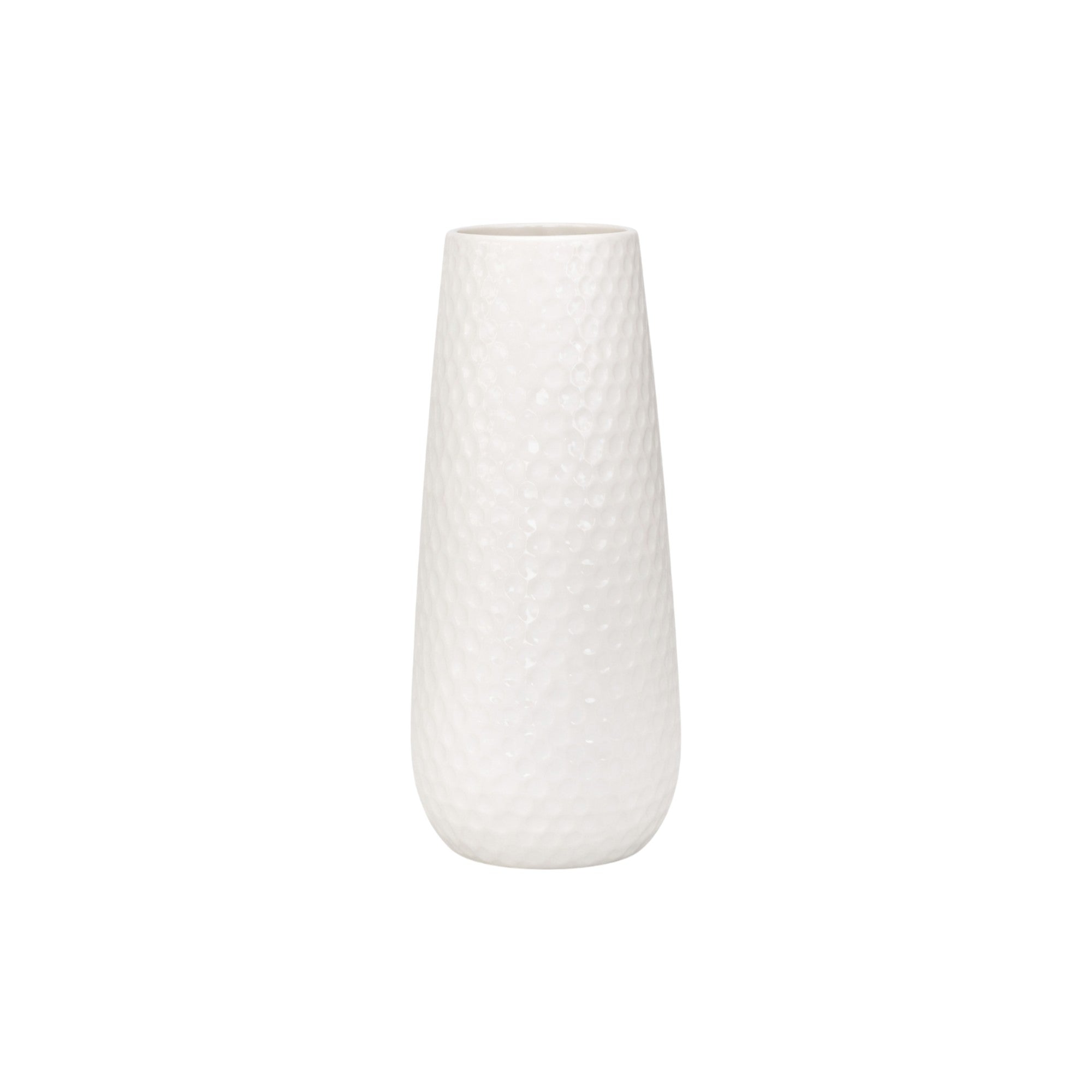 Frankly Cotton Ripple Textured Ceramic Vase – White