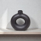 Frankly Cotton Black Sculptural Ring Vase