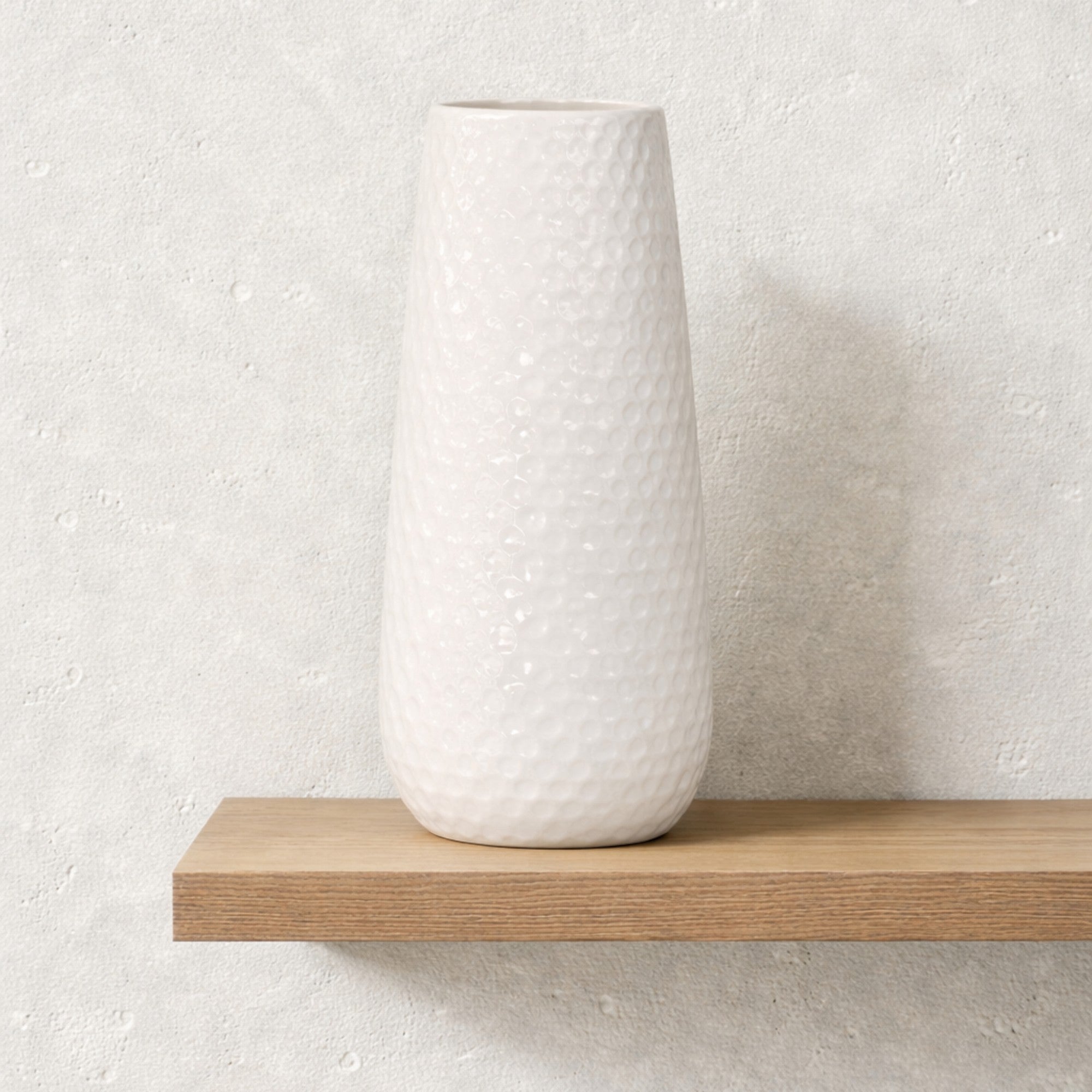 Frankly Cotton Ripple Textured Ceramic Vase – White