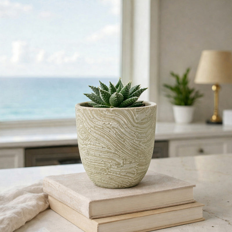 Frankly Cotton Textured Marble Ceramic Pot
