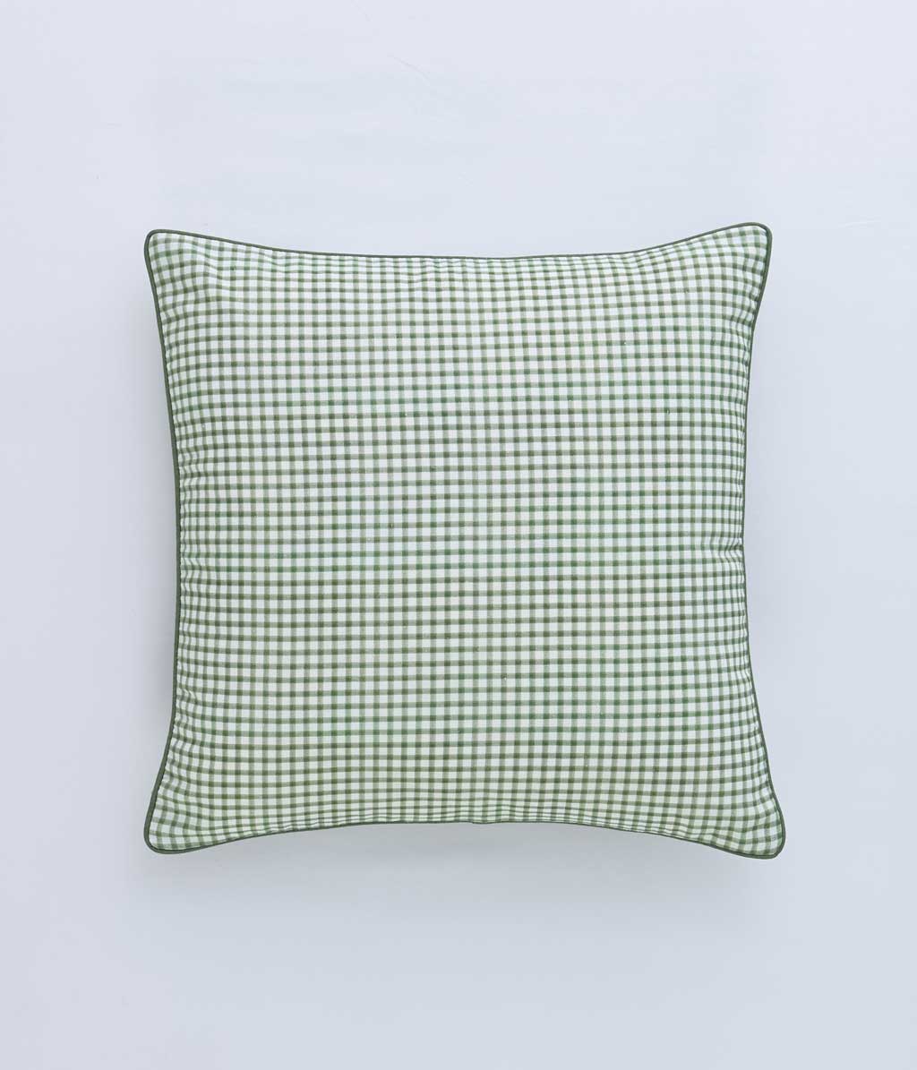 Gingham Cushion Cover Green