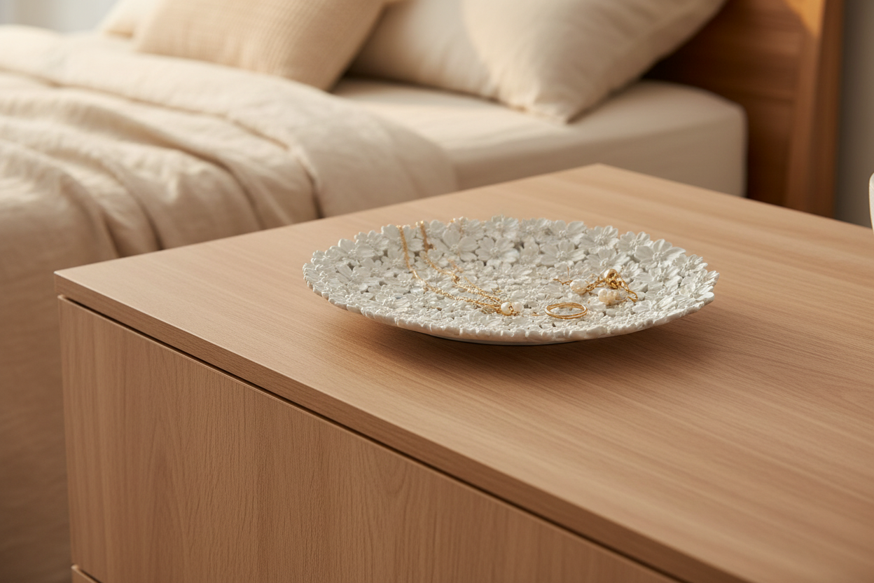 Matt White Trinket Tray - Petal - 20.5 X 14.5 X 2CM