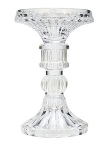 Frankly Cotton Glass Moulded Pillar/Taper Candle Stand - 14cm