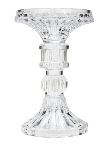 Frankly Cotton Glass Moulded Pillar/Taper Candle Stand - 14cm