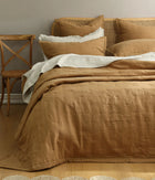 MM Linen Laundered Linen Bedspread Set - Cumin