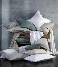 Laundered Linen Tassel Pillowcover Set Pewter