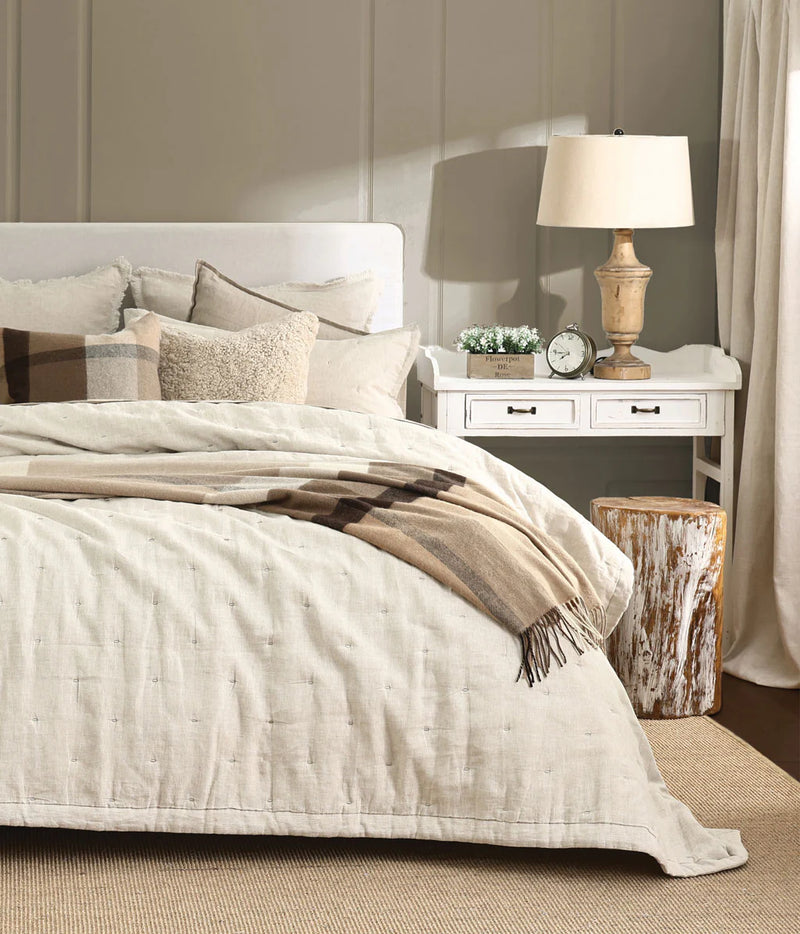 MM Linen Laundered Linen Bedspread Set - Natural