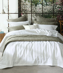 MM Linen Laundered Linen Bedspread Set - White