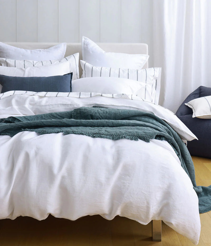 MM Linen Laundered Linen Duvet Set - White