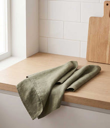 Linen Tea Towel Set 2 Olive