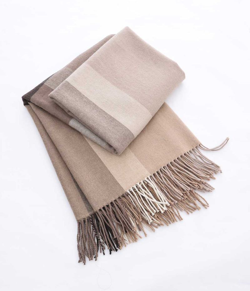 MM Linen  - Lodge 100%  Lambswool Throw - Mocha