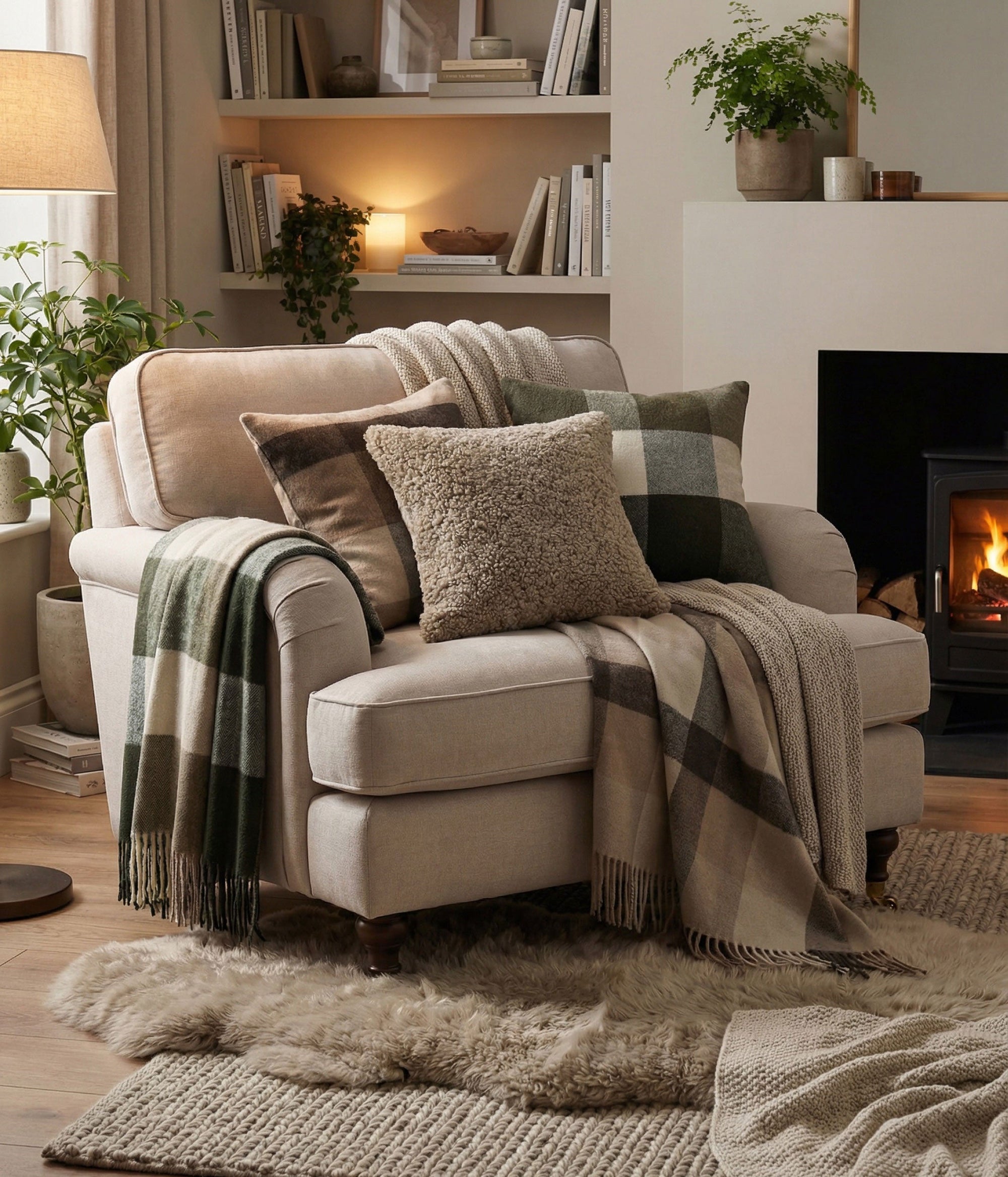 Lodge Lambswool Throw Ivy