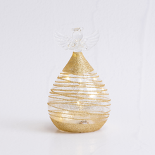 Round Glass Angel with Gold Sparkle - 10cm