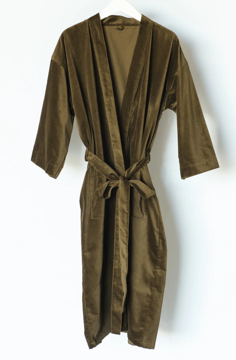 Bianca Lorenne Nokori Deep Moss Housecoat - Soft Cotton Linen Blend