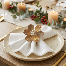 Large Pearl Magnolia With Clip – Rustic Gold - Christmas Ornament
