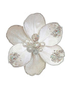 Large Pearl Magnolia With Clip – Ivory/Platinum