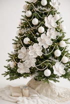 Large Pearl Magnolia With Clip – Ivory/Platinum - Christmas Ornament