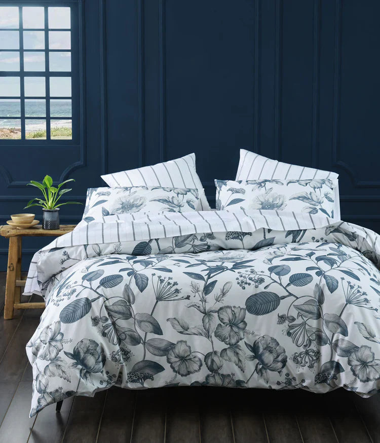 MM Linen Botanical Duvet Set - Bluestone