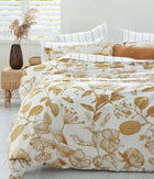 MM Linen Botanical Duvet Cover Set - Super King - Ochre
